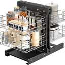 forimo 36" Blind Corner Pull Out Organizer,2 Tier 4 Shelf Kitchen Cabinet Organizer, Chrome Carbon Steel Storage Basket, Left Open & Right Open Compatible,for Blind Corner Kitchen or Bathroom Cabinet