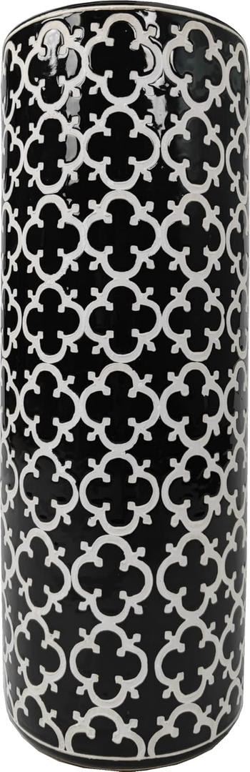 Porcelain Ceramic Umbrella Stand Holder Modern Style Floor Vase for Storage Canes Walking Sticks Golf Umbrella Mono-pods Tripod Bat Golf Club Gift Entryway Indoor 24" High Black&White