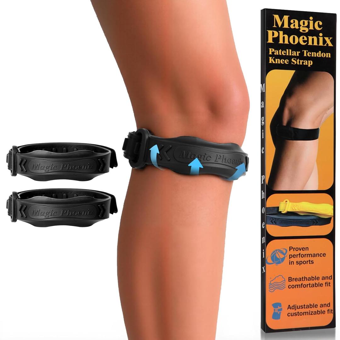 Premium Silicone Patella Band  Adjustable Knee Strap for Patellar Tendon Support & Pain Relief, Ideal for Tendonitis, Jumpers Knee & Sports Recovery  2 Pack (black)