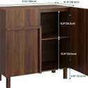 Kiasthome Buffet Cabinet with Door, Sideboard Storage Cabinet Adjustable with Shelf, Modern Wooden Accent Cabinet for Dining Room & Living Space (Scandinavian Minimalist, Walnut)