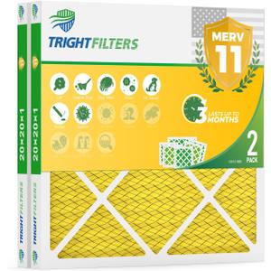 TRIGHTFILTERS 20x20x1 Air Filter MERV 11 HVAC Furnace Filter Pleated 2 Pack
