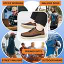 Moodeng Men's Leather Oxfords Comfortable Business Dress Shoes Casual Loafers Lace-Up Lightweight Walking Derby Shoes Comfortable Dark Brown (Brown,42)