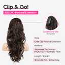 REECHO Ponytail Extension, 18" Claw Clip Ponytail Extension Wavy Ponytails Hair Extensions Jaw Clip on Pony Tails Natural Synthetic Hairpiece for Women Daily, Dark Chocolate Brown