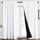 NICETOWN 100% Blackout Window Curtains, Cold and Full Light Blocking Drapes with Black Liner for Nursery, 84 Inches Thermal Insulated Draperies for Living Room (Pure White, 2 Pieces, 70 inches Wide)