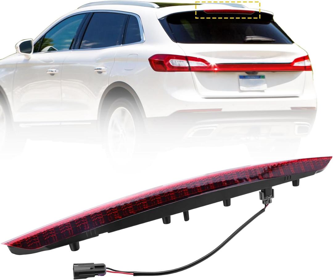 Upgrated FA1Z13A613AB FA1Z-13A613-AB Third Brake Light Compatible with Ford Lincoln MKX 2016 2017 2018, 3rd Brake Stop Light Assembly with Bulbs and Harness, High Mounted Rear Center Stop Lamp, New