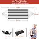 JoyView Brazilian Hammock for Single Preson Portable Hammock with Hanging Ropes & Carry Bag Large 78.8x39.4 for Patio 300LBS Capacity Perfect for Outdoor/Indoor - Grey Stripe