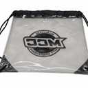 Small drawstring bag, clear bag, black straps, logo, 10 pack