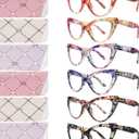 6 Pack Fashion Cat Eye Reading Glasses for Women Blue Light Blocking Oversized Spring Hinges Computer Readers (6 Mix Color)