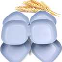 6 PCS 5.7inch/14.5cm Square Lightweight Wheat Straw Plates, Deep Dinner Dishes, Camping Dinnerware for Serving pasta fruit(Blue)
