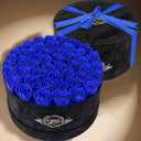 Prifroti 47 Roses in a Luxury Suede Box, Preserved Flowers for Women, Mothers Day Flowers for Mom, Blue