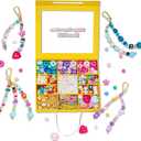 HolidayQbee DIY Bead Keychain Making Kit for Kids Beaded Bag Charm Kit Alphabet Beads Muti-Colorful Heart Pony Bead for Key Chain Making Kit Bag Charm Making Kit Gifts for Boy Girls