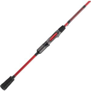 Ugly Stik 5’6” Carbon Spinning Rod, One-Piece, 4-8lb Line Rating, Light Power, Moderate Fast Action, 1/16-1/4 oz. Lure Rating, Red/Black