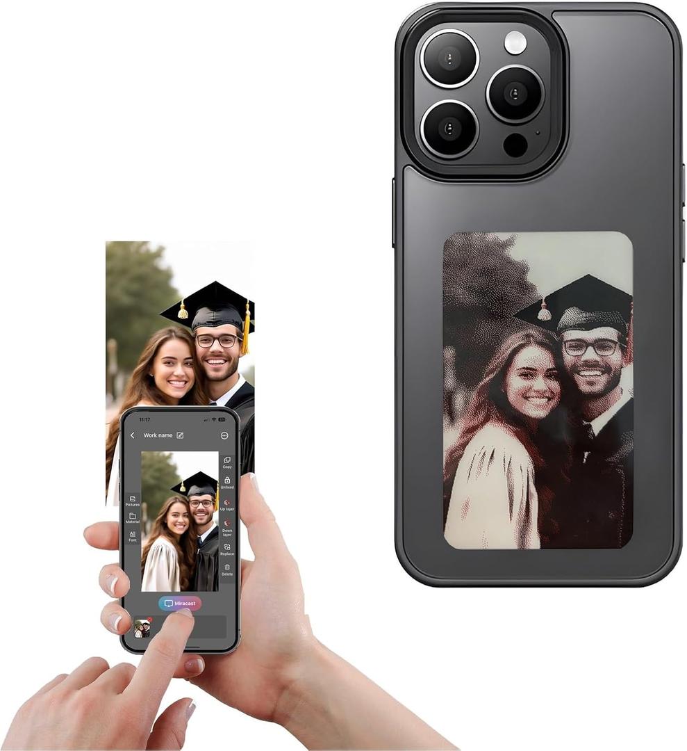 DIY E-Ink Smart Phone Case Rear Projection Ink Case Customizable Instantly Display Photo Personalize Ink Phone Case Back Cover (Black, iPhone 14 PRO MAX)