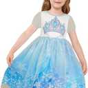 LQSZ Girls Princess Dresses Toddler Tulle Dress with Cute Puff Sleeves for Birthday Party Outfit,Summer, Size 30