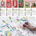 Rotu Christmas Party Favors for Kids - Stocking Stuffers for Kids - Christmas Gifts for Kid, Watercolor Coloring Books with Xmas Cards, Xmas Crafts Classroom Prizes Paint Set, 30 Pack(240 PCS)