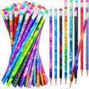 Chinco Wooden Pencil with Eraser for Kids Colorful Pencils Bulk Writing Fun Assorted Novelty Kids Fun School Supplies for Classroom Gifts Teacher Student School Supplies