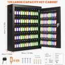 Nebakne 125 Position Key Cabinet Wall Mount with Anti-Theft Deposit Key Slot, Key Box Organizer with Key Hooks & 125 Tags Key Labels, Key Safe for Hotels & Office & Companies & Car Dealerships