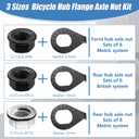 Moxweyeni 48 Pcs Bike Nuts and Safety Washers Kit M8 M9.5 M10 3 Sizes Bicycle Wheel Axle Nuts Black Silver Bicycle Hub Parts for Front Rear Wheel of City Road Mountain