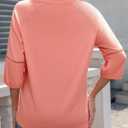 3/4 Length Sleeve Womens Tops Dressy Casual Blouses for Women 2025 Henley V Neck Shirts Loose Fit Tunic Tops (Pink, L)