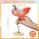 24 Pcs Flower Detachable Martini Glasses, 7oz Plastic Cocktail Glasses, Flower Edge Wavy Mimosa Champagne Glass Coupe Unbreakable Glassware for Wine Wedding Valentine Party(Pink)