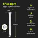 Feit Electric 2ft Rechargeable LED Shop Light, 7.5W, Motion Sensor, Magnetic & Flush Mount, 4000K Cool White, 1000 Lumens, No-Humming Utility Light for Garage & Workshop, SHOP2/840/50/MOT/BAT