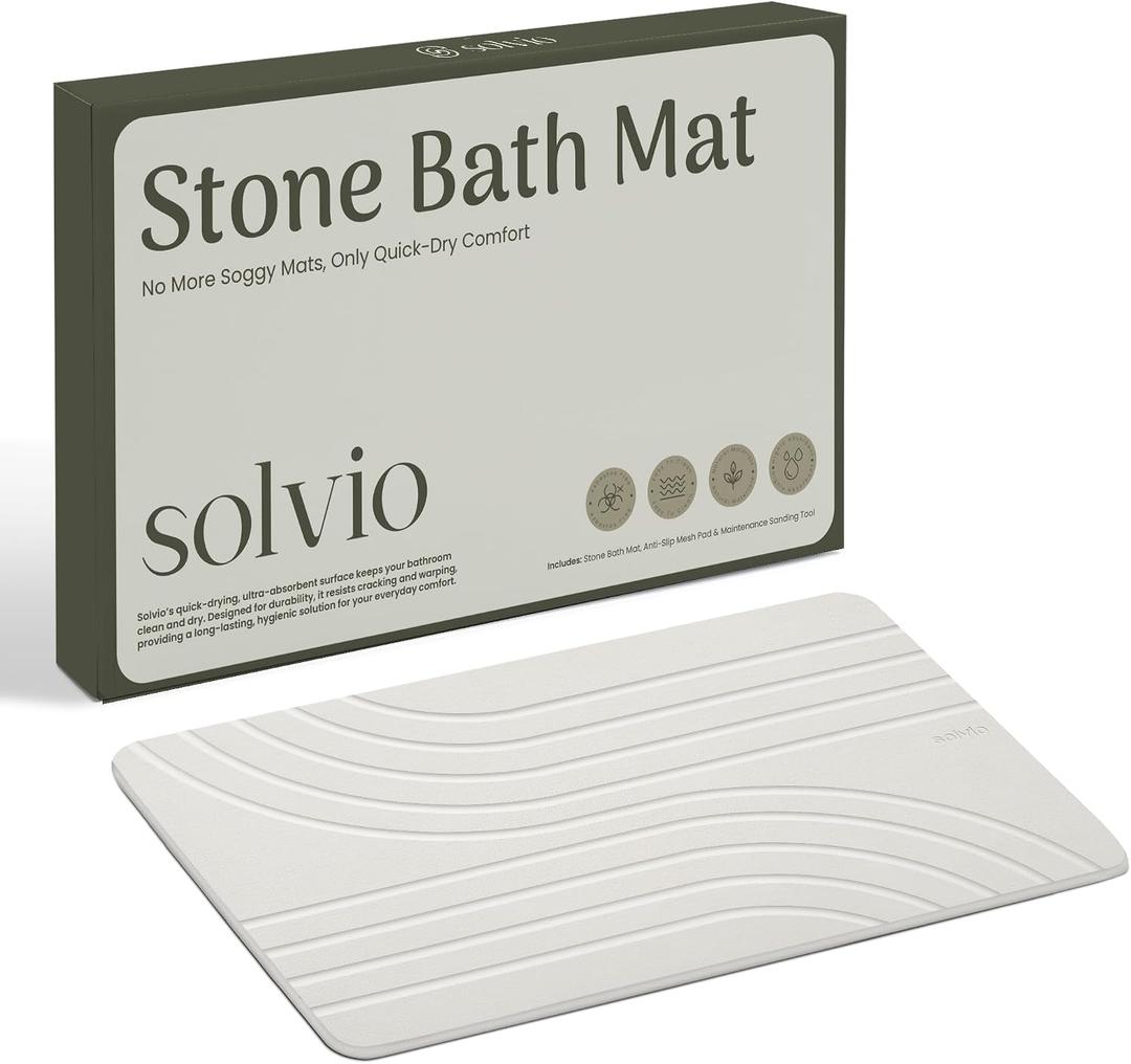 Quick Dry Shower Stone Bath Mat, Super Absorbent & Non-Slip 24 x 16 Inch Diatomaceous Earth Mat, Durable & Easy to Clean Diatomite Bath Mat for Bathroom Floor/Kitchen (Sandstone), 23.5" x 15.5"