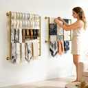 Wall Mounted Scarf Rack, Gold Silk Scarves Hijab Hanger Organizer Metal Racks Wrapping Tissue Paper Ribbon Holder Towels Storage Display for Flower Shop Retail Store (Gold, 10T-23.647.2IN)