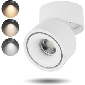 LED Dimmable Ceiling Spotlight 12W 3CCT 3000K/4000K/5000K Adjustable Indoor Directional Spotlight Fixtures for Room Living Hallway Gallery Art Light,CRI93 1200LM (White - 12 Watts)