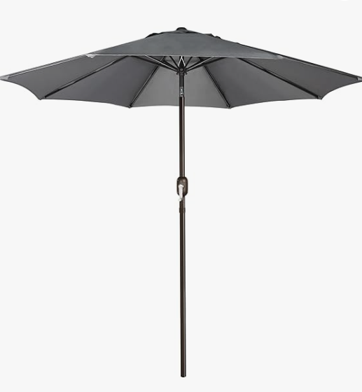 9' Outdoor Patio Umbrella, Outdoor Table Umbrella, Yard Umbrella, Market Umbrella with 8 Sturdy Ribs, Push Button Tilt and Crank