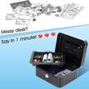 KYODOLED Medium Cash Box with Removable Money Tray, Key Lock Metal Storage Box with 2 Keys & Portable Handle, Safe Cash Drawer, 7.87"x 6.30"x 3.54", Black