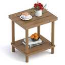 LEJANEOYE Outdoor Side Table, 2-Tier Small Outdoor Table for Patio, Adirondack Side Tables for Outside or Indoor, Bamboo End Table for Pool, Porch, Weather Resistant Easy Maintenance,Brown