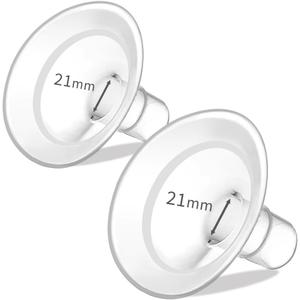 PumpMom-us 21mm Soft Rim Flanges Compatible with Medela Breast Pump PersonalFit, Freestyle, Maxflow, Freestyle Flex Swing Maxi Connectors, Replace 21 Flange Accessories with Wider Opening Angle