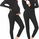 Ekouaer Nursing Pajama Set Long Sleeve Maternity Clothes Labor Pregnancy Pjs Breastfeeding Thermal Underwear Sleepwear M