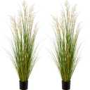 Artificial Plant, 47in Tall, 2pk Grass, Faux House Plants in Pot, Indoor Decorative Flowers &Greenery for Home and Office, Ideal Housewarming Gift