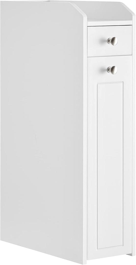 VASAGLE Small Bathroom Storage Cabinet, with Slide Out Drawers，Cloud White, 15.7 x 7 x 27.5 Inches