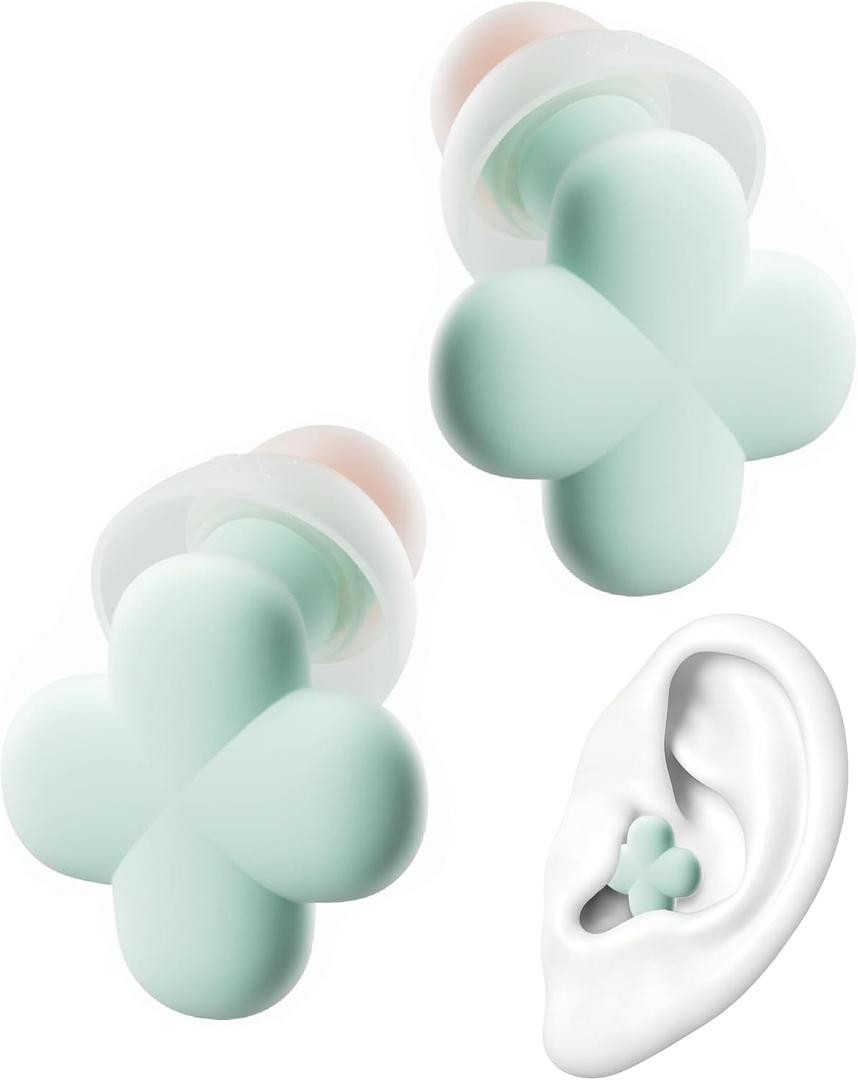 Bloom Ear Plugs for Small Ear Canals, Ultra-Comfy Patented Qufits Tips, Noise Cancelling, Reusable Silicone Earplugs for Sleeping, Study Stylish Feminine Design (Aqua) Mothers Day Gifts