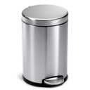 simplehuman 4.5 Liter / 1.2 Gallon Round Bathroom Step Trash Can, Brushed Stainless Steel