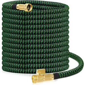 75 ft Expandable Garden Hose, 2025 Upgraded Retractable Flexible Water Hose 75ft with 10 Function Spray Nozzle, Lightweight, Kink-free,Expanding Hoses With 3/4" Solid Brass Fittings