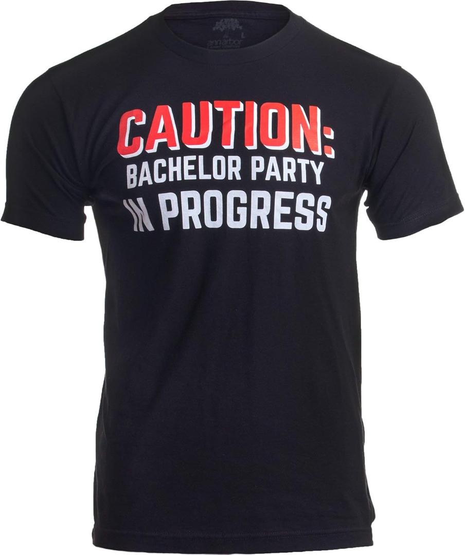 Caution: Bachelor Party in Progress | Stag Guys Night Out Wedding Unisex T-Shirt (Black)