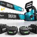 SEESII 40V 16 Inch & 12 Inch Cordless Electric Chainsaw 2×5.0Ah Batteries