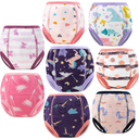 MooMoo Baby 8 Packs Potty Training Pants Cotton Absorbent Training Underwear for Toddler Boy and Girls 3T