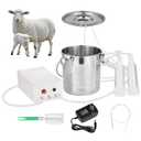 3L Goat Milking Machine,Rechargeable Battery Powered Speed Adjustable Pulsating Vacuum Pump,304 Stainless Steel Milk Bucket,Portable Automatic Milking Machine with Food Grade Silicone Cup and Tube