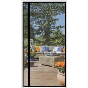 Magnetic Screen Door Fits Door Size 38" x 90", Screen Size 40" x 91", Reversible Left Right Side Opening,Top Middle Anti-Tearing Mesh Net Curtain with Magnet,Black
