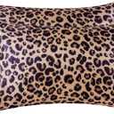 MR&HM Satin Pillowcase for Hair and Skin, Silk Satin Pillowcase 2 Pack, Toddler Size Pillow Cases Set of 2, Silky Pillow Cover with Envelope Closure (13x18, Brown Leopard)