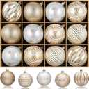 JORNOY Christmas Tree Ornaments Set of 12, 3.15inch/80MM Shatterproof Plastic Xmas Tree Ball Ornaments Bulk Decorative Hanging Baubles for Xmas Tree Decor Holiday Party Decorations, Champagne