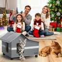 Outdoor Cat House Weatherproof, Outside Cat House for Outdoor Feral Cats, Insulated Cat Shelter with Cozy Mat and Elevated Bases