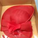 dressfan Fascinator Derby Hats for Women Vintage Wedding Flower Feather Hair Clip,20s 50s Headband Hair Accessories Headwear for Derby/Wedding/Cocktail/Tea Party,M36-Red