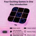 Tic-Tac-Toe Bolt Game, 4-in-1 Handheld Puzzle Games Console, Electronic Tic-Tac-Toe Game for Educational and Memory Growth, Portable Travel Games for Car Ride, Board Games for Kids and Adults (Pink)