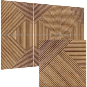 TO-TH Acoustic Wall Panels,6 Pack Total Size 72 x 48 Inches,Self-Adhesive Decorative Acoustic Panels for Wall and Ceiling,3D UV Printing with Wood Look,Beech
