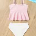 QJQ Girl's 2 Piece High Waisted Swimsuits Ruffle Waffle Bathing Suit Summer Cute Bikini Sets